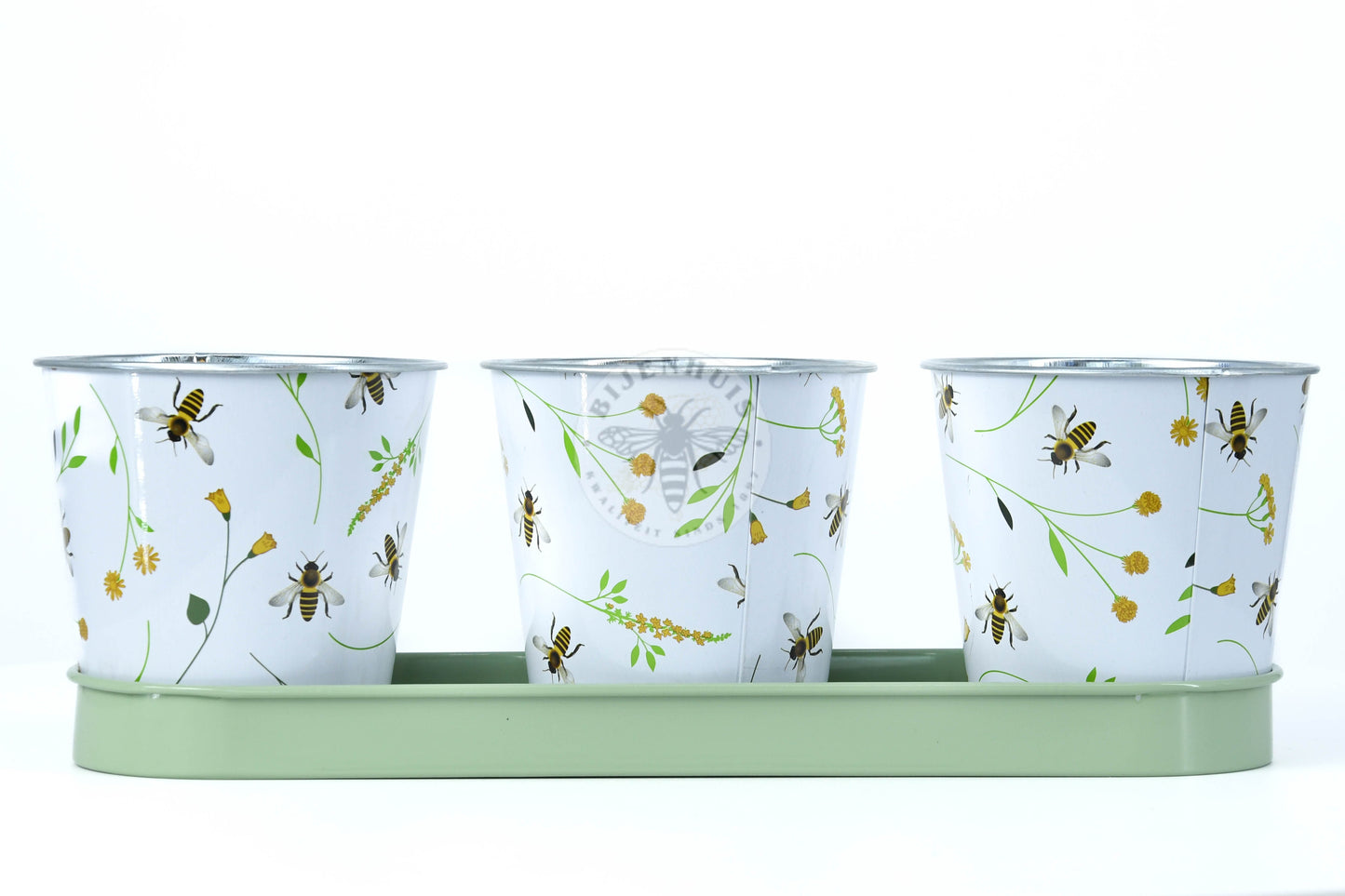 Bijenprint set van 3 potjes op tray
