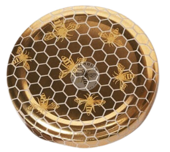 Deksel 63mm Gouden Bijtjes op Raat