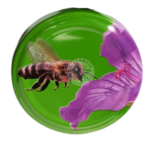 Deksel 63mm Groen met Bij op Bloem