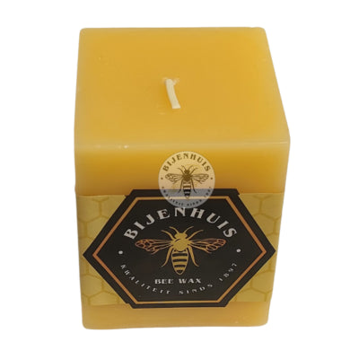 Bijenwaskaars Kubus Bijtjesmotief;Bijenwaskaars Kubus Bijtjesmotief