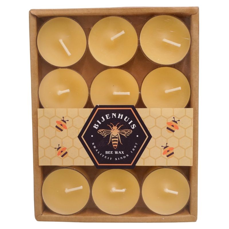bijenwas theelichtjes;theelichtjes van bijenwas gemaakt