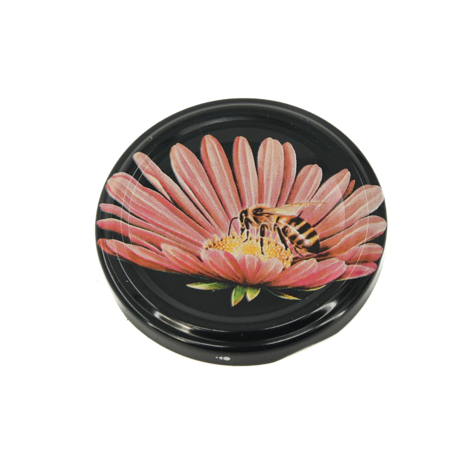 Deksel Zwart Bij Op Bloem 63mm;Deksel Zwart Bij Op Bloem 63mm 24 St;