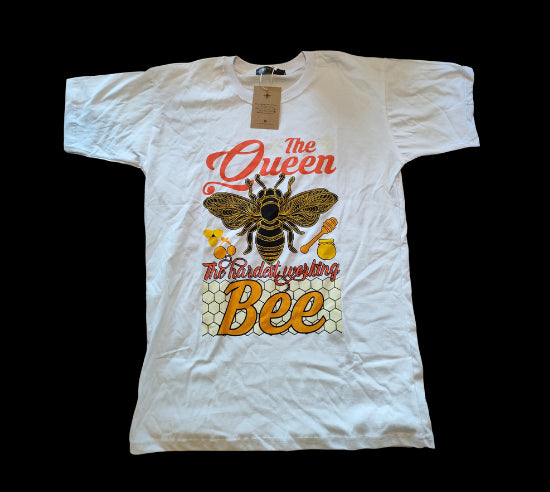T-Shirt Print Wit - Queen Bee;T-Shirt Print Wit - Queen Bee;T-Shirt Print Wit - Queen Bee