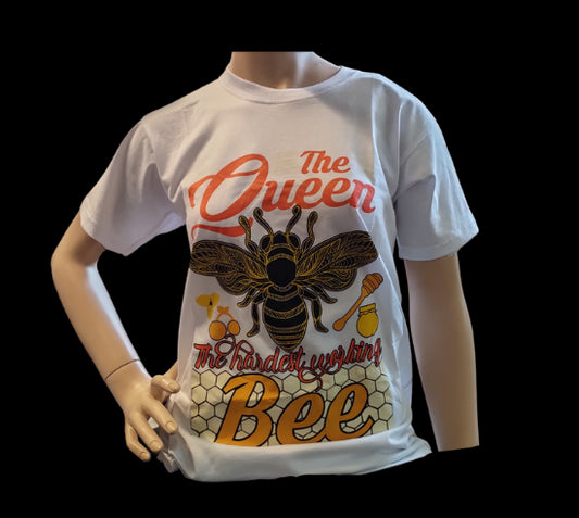 T-Shirt Print Wit - Queen Bee;T-Shirt Print Wit - Queen Bee;T-Shirt Print Wit - Queen Bee