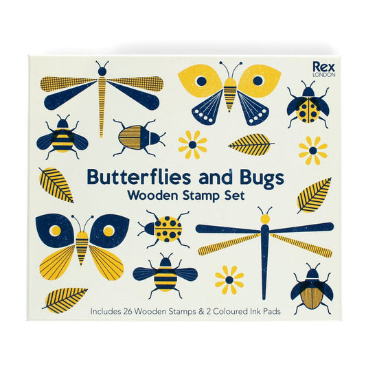 Houten stempelset - Vlinders en insecten;Houten stempelset - Vlinders en insecten;Houten stempelset - Vlinders en insecten