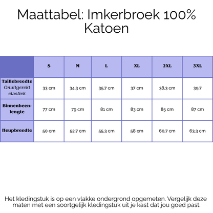 Imkerbroek 100% Katoen | Diverse Kleuren