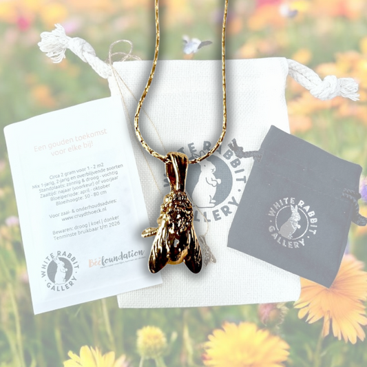 Ketting met Echte Honingbij, verguld met 24K goud of fijnzilver
